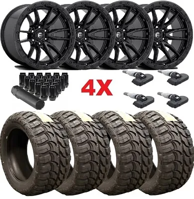 Fuel Rebel 5 D679 Wheels Rims Black 33 12.50 18 Tires Mud Gmc Sierra Silverado • $2295