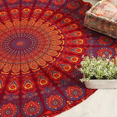 Round Tapestry Wall Hanging Ombre Hippie Mandala Bohemian Hippy Intricate Indian • $18.61