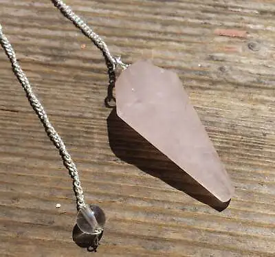 Natural Rose Quartz Stone Gemstone Faceted Pendulum • $6.49