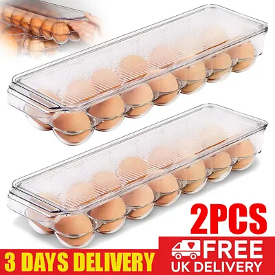 £12.89 • Buy 2x 14 Egg Holder Boxes Tray Storage Box Eggs Refrigerator Container Plastic Case