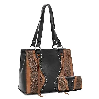 Montana West Trinity Ranch Fringe Purses For Women Tote Bags Tooling Purse • $147.72