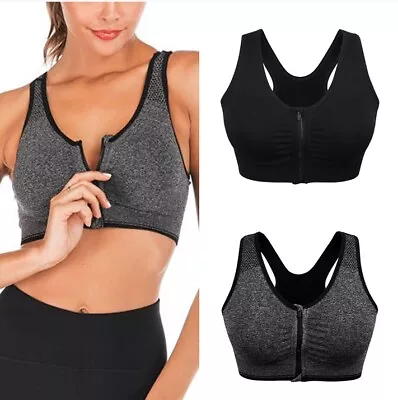 Seamless Sports Bra Front Zipper Crop Top Vest Comfort Stretch Bras Shapewear • £4.81