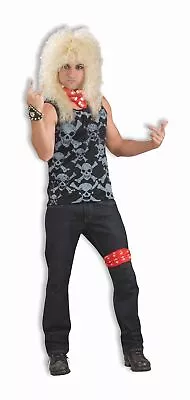 Rocker Tank Top 80's Rock Star Skull Fancy Dress Up Halloween Costume Accessory • $22.77