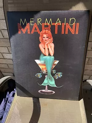 Mermaid Martini By Ralph Burch 14x11 Sexy Bar Art Print Drinking Vintage Canvas • $15