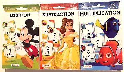 DISNEY ~FLASH CARDS ~Addition/Subtraction/Multiplication~ 36 Cards Each ~4+~New • $12.98