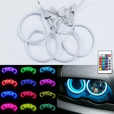 For BMW E46 4D Coupe Sedan E46 Non-projector Headlight LED Angel Eyes Halo Rings • $37.88
