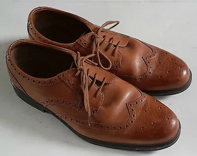 Mens Clarks 1825 Mid Tan Leather Brogue Shoes. Size Uk 10 H • £26.99