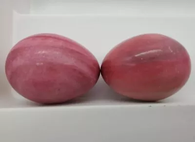 Marble Easter Eggs Alabaster Polished Stone Pink Vintage - Set Of 2 EGGS NICE! • $16