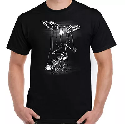 Skeleton Skull T-Shirt Biker Puppet Mens Gothic Halloween Tattoo Full Moon Top • £8.99