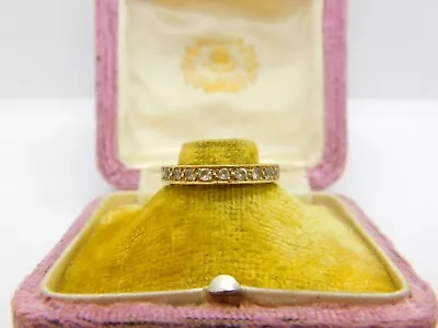 9ct Yellow Gold & Diamond Paste Full Eternity Ring Vintage C1960 • £98