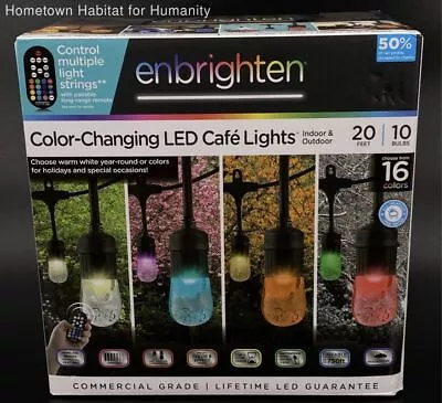 Enbrighten Color Changing LED Café Lights - Indoor/Outdoor - 10 Bulbs - 20 Feet • $64.95