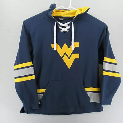 West Virginia University Mountaineers Sweater Mens Large Blue Hockey Sports Lace • $44.97