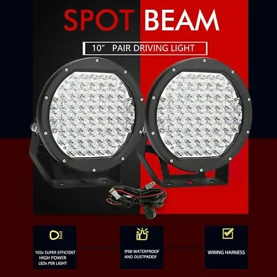 Pair 10 Inch LED Spot Driving Lights Round Slim Spotlights 4x4 OffRoad SUV ATV • $198.96