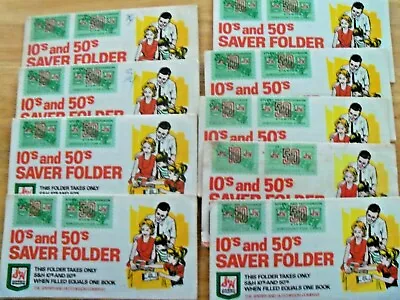 S&H Green Stamps Lot Of 9 Filled 10'S AND 50'S SAVER FOLDER Vintage 1960's • $7.99