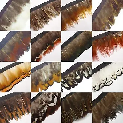 (Yh) Guinea/Hen/Hackle/Pheasant Feather Fringe Craft Trim EarRings Fascinator • $59.88