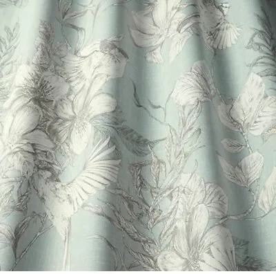 BIRD CURTAIN FABRIC 2.10m ILiv SKETCHBOOK EAU DE NIL Cotton RRP £45.78 • £27.99