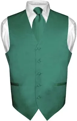 Men's Dress Vest Necktie Hanky Set Solid Color Neck Tie Vests For Suit Or Tuxedo • $29.95