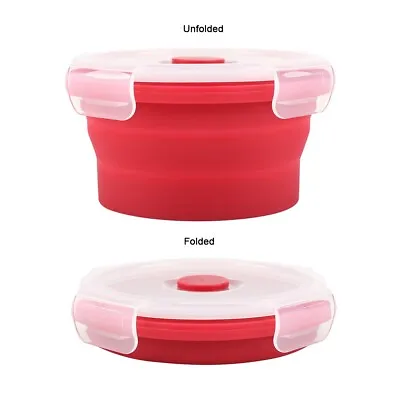 Collapsible Silicone Food Storage Containers 350Ml Folding Lunch Bento • £7.90