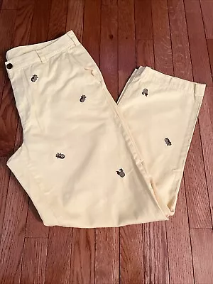 Brooks Brothers 346 Chino Pants Size 35x30 Yellow Pineapple Embroidered Preppy • $28.99