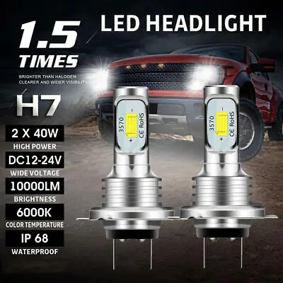 2x H7 LED Headlight Replace Xenon Hi/Low Kit Bulbs Beam 6000K • $15.89