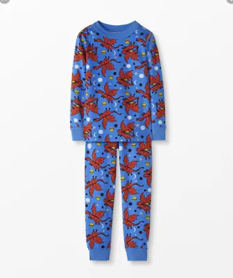 NEW HANNA ANDERSSON 90 3T ORGANIC LONG JOHNS PAJAMA SET Blue SPACE DRAGONS NEW • $33.99