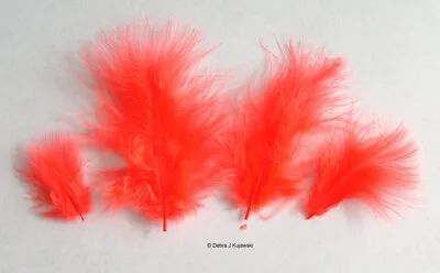 Marabou Feathers Small 1-3  Fluffs HOT ORANGE 7 Grams Approx. 105 Per Bag • $2.65