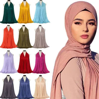 Jersey Hijab Scarf Muslim Women Cotton Head Wrap Shawl Islamic Headscarf Turban • $12.97