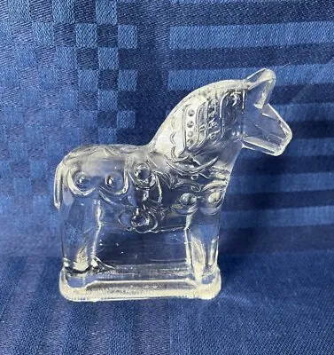 Swedish Art Glass Dala Horse Clear Glass Figurine • £46.56
