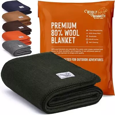 Woolly Mammoth Merino Wool Blanket - Large 66  X 90  4LBS Camp Blanket | Throw • $61.74