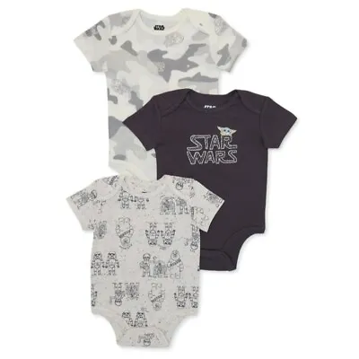 Disney Baby Star Wars 3pc Bodysuit Set SZ 18M Baby Yoda C3PO R2D2 Chewbacca NWT • $14.44