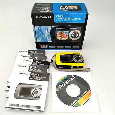 £17 • Buy Polaroid IF045 14MP Dual LCD Digital Underwater Camera, Yellow W/ Guides & Box