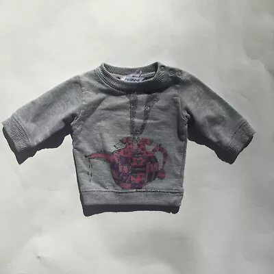 Quince Grey Baby Sweatshirt Cute Retro Drawing Illustration Size 0-3 Months • £3.10