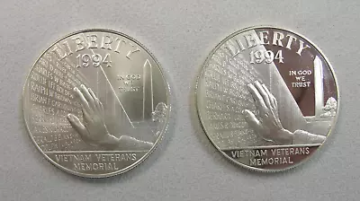 1994 P &W United States VIETNAM VETERANS MEMORIAL Proof & BU/UNC Silver Dollars • $7.50
