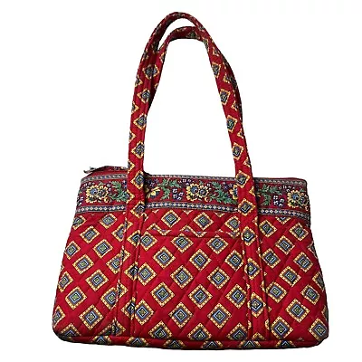 Vintage Vera Bradley Women’s Quilted Hand Shoulder Tote Bag Red Floral Purse • $24.88