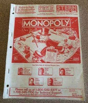 $64.54 • Buy Stern Monopoly Pinball Machine Operations Manual 2001