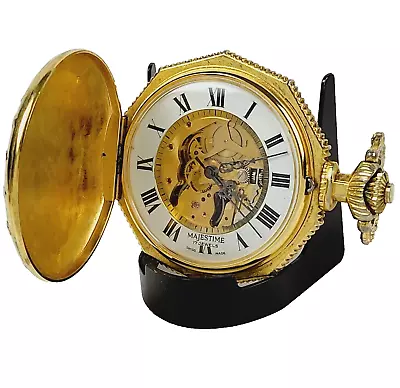 Majestime Pocket Watch Vintage Majestime Swiss 17j Skeleton Dial Pocket Watch • $19.95