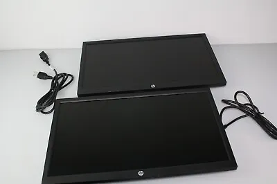Lot Of 2 HP P204 19.5 Inch Widescreen LED Monitors & Power Cords NO STANDS • $75