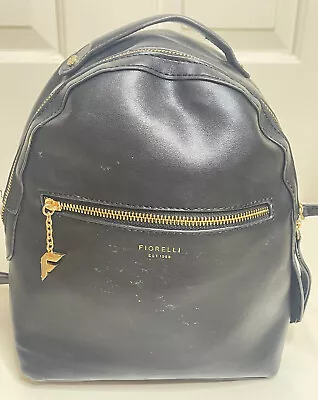 Fiorelli Solid Black Leather Mini Backpack Top Handle & Gold Zipper Closure • $23