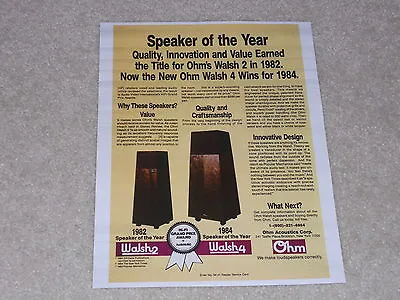 Ohm Walsh 4 2 1984 Ad Articles Info 1 Page Rare Speaker Info • $16.86