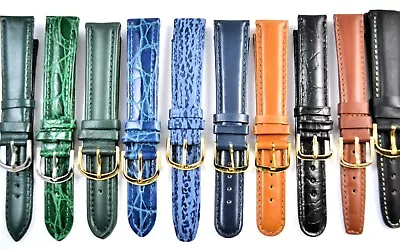 £2.95 • Buy Genuine Leather Replacement Watch Straps Padded Colours 18mm, 20mm + FREE Pins