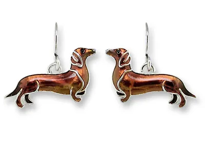 Zarah Sterling Silver Red Dachshund Earrings By Julia Pinkham • $25.99