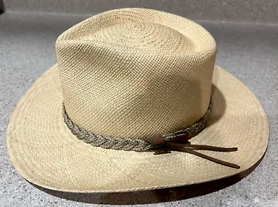 NEW Scala Unisex Vintage Authentic Braided Band Panama Straw Outback Hat Medium • $67.99