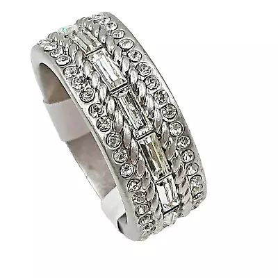 Lia Sophia Band Ring Size 10 Circuit Rhinestones Crystals Silver Tone $88 New • $17.84