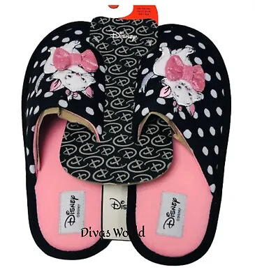 Disney Marie Aristocat Slippers Black With Pink Slide On Soft Mules Primark Gift • £17.62