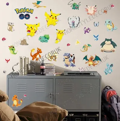 Pokemon Wall Stickers Living Room Home Decor Pikachu Art Mural UK Post • £6.98