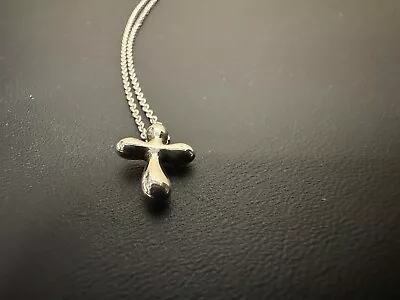 Tiffany & Co Elsa Peretti Sterling Silver Puffy Cross Pendant Necklace • $99.99