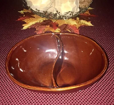 Vintage MARCREST Stoneware Daisy Dot Brown DIVIDED Serving Dish BOWL Oven Proof • $14