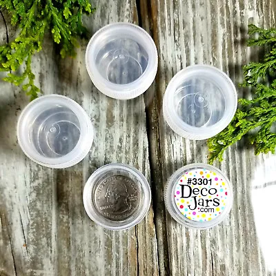 12 Plastic JARS Pot Mini Container .25 Oz 1/4oz Size 3301 Clear Cap DecoJars USA • $11.95