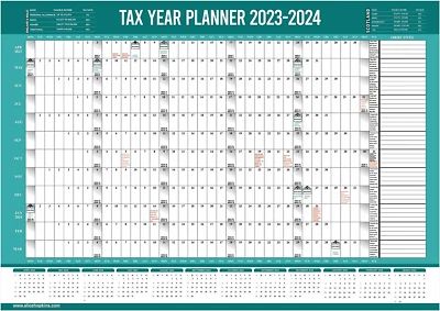 £5.74 • Buy 2023 2024 Fiscal Year Wall Planner A2 Size Full Year Tax Wall Calendar Home Off