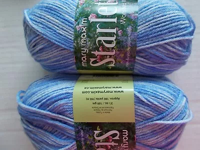 Mary Maxim Starlette Worsted Weight Yarn Light Denim Lot Of 2 (180 Yds Ea) • $16.99